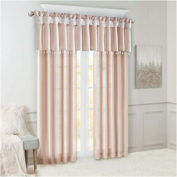 JERFIT 84 Inch Long Blush Pink Blackout Curtains for Living Room, Faux Silk Thermal Insulated Grommet Window Drapes, 1 Panel 50x120 Inches