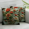 thumbnail image 3 of Fenyluxe Poppies Pillow Cover Watercolor Poppy Flower Floral Stem Nature Orange Red Green Decorative Throw Pillow Cases Indoor Square Cushion Covers  for Home Sofa Couch,Set of 2  White, 3 of 7