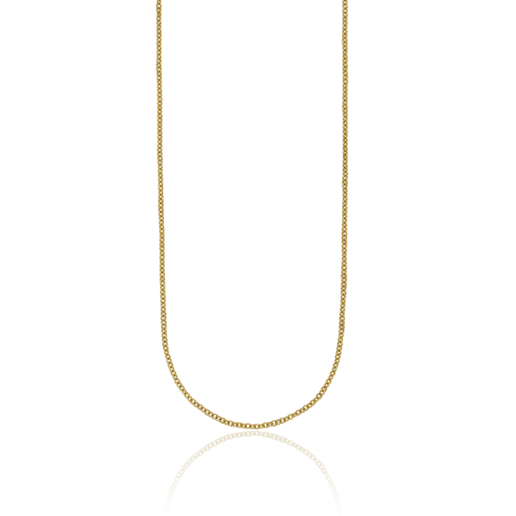 18K Solid Yellow Gold 2mm Cable Rolo Link Chain Belcher Necklace