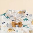thumbnail image 5 of Kaprioy Boys Summer Outfits Short Sleeve Dinosaur Print Bow Tie Button Up Shirt Top Shorts 2Pcs Toddler Baby Boy Summer Clothes, 5 of 7