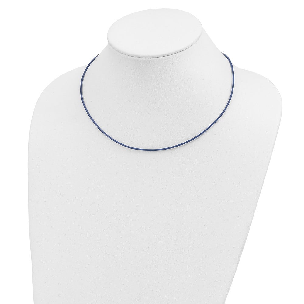 Auriga Fine Jewelry 14K Yellow Gold 1.6mm Royal Blue Leather Cord Necklace 16" for Women
