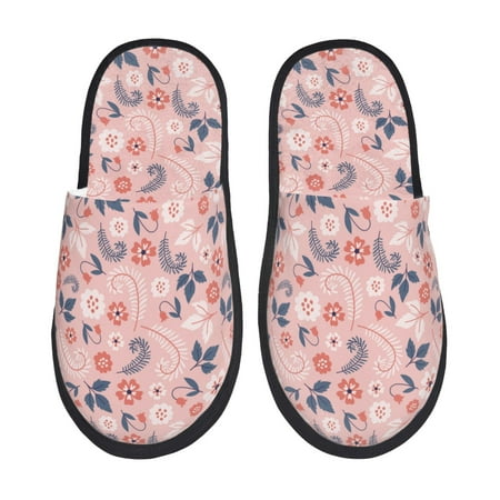 

Fuzoiu Tropical Plants Print Unisex Furry Slippers Plush Indoor Shoes Trendy House Slippers Anti-Skid EVA Sole House Shoes for Home Office and Travel -Medium