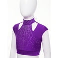 thumbnail image 4 of TTAO Girls Two-Piece Figure Skating Dance Gymnastics Outfits Rhinestone Crop Tops with Skirted Briefs Set Purple 6, 4 of 6