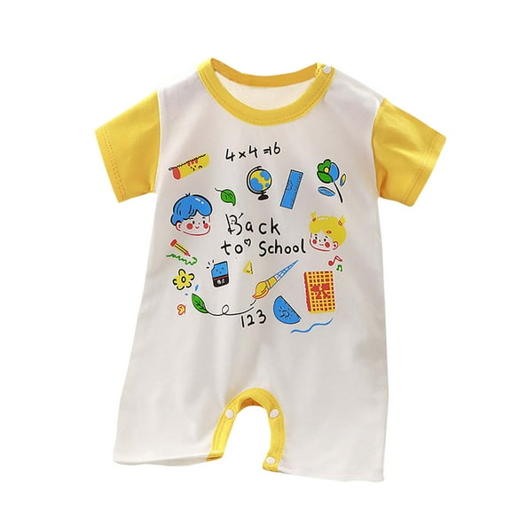 KyCheLot Baby Infant Boys Girls Rompers Summer Clothes Breathable Short Sleeve Cotton Jumpsuits for 0-24 Months