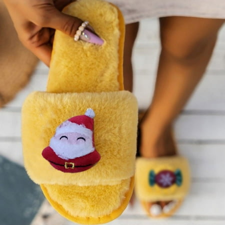 

Summer Slippers For Women Beach Accesseories Flip Flops For Women Fashion Winter Women Slippers Flat Bottom Non Slip Open Toe Plush Warm Comfortable Christmas Solid Color Cutr Deer Swimming Pool Acces