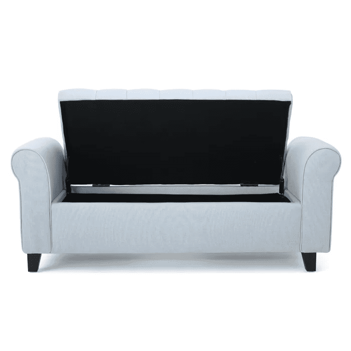 Euroco 50" Fabric Armed Storage Bench, Modern Upholstered Padded Storage Bench for Entryway Bed Foot Entryway, Sky Blue