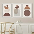 thumbnail image 3 of IDEA4WALL Framed Canvas Print Wall Art Set Mid-Century Brown Pastel Geometric Polygons Abstract Shapes Bohemian Decorative for Living Room, Bedroom, Office - 24"x36"x3 White, 3 of 5