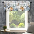 thumbnail image 4 of Fall Pumpkin Farmhouse Short Window Curtain Valances, Thanksgiving Eucalyptus Leaves Rustic Wood Plank Rod Pocket Kitchen Valances for Living Room Bedroom Bathroom Cafe 42" x 18", 4 of 8
