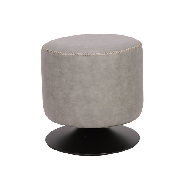 5035 Round Vintage Upholstered Ottoman Black Ash Pu Com 5035 Round Vintage Upholstered Ottoman, Round Black Shoe Ottoman Empire