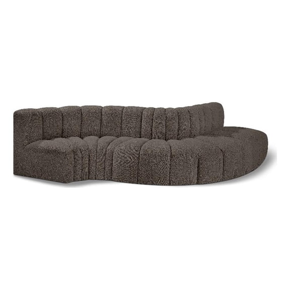 Meridian Furniture Arc Brown Boucle Fabric Modular Sectional