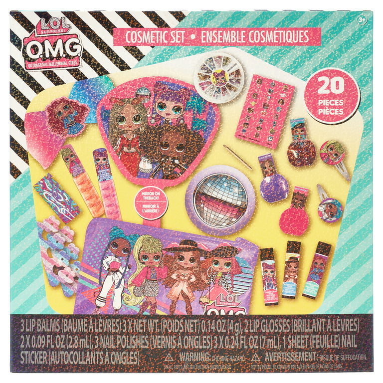 L.O.L Surprise! Townley Girl Mega Makeup Set 20 Pieces, Including Lip Gloss, Nail Polish, Nail Gems and Mirror, Ages 3+