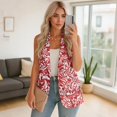 thumbnail image 4 of Uorisanigo Christmas Candy Print Waistcoat Vest Women V Neck with Pockets Women's Sleeveless Vest Jacket Open Front Vests Blazer Fashion Size 4XL, 4 of 7