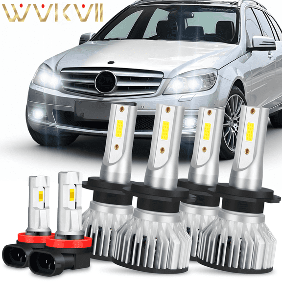 For Mercedes Benz C300 C350 2008 2009 2010 LED Headlight Fog lights High/Low Beam 6Pcs