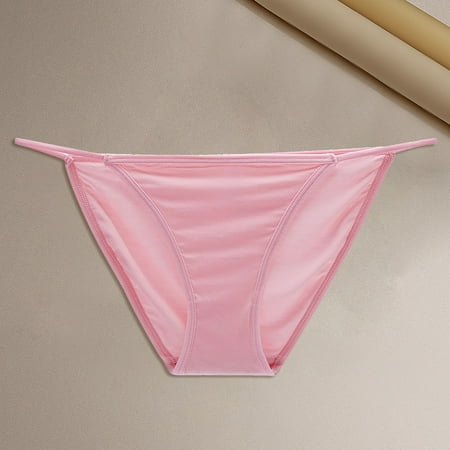Pink Women s Camisoles & Tanks  Women S Solid Color Low Rise String Bikini Panty Stretch Briefs Women s Panties M