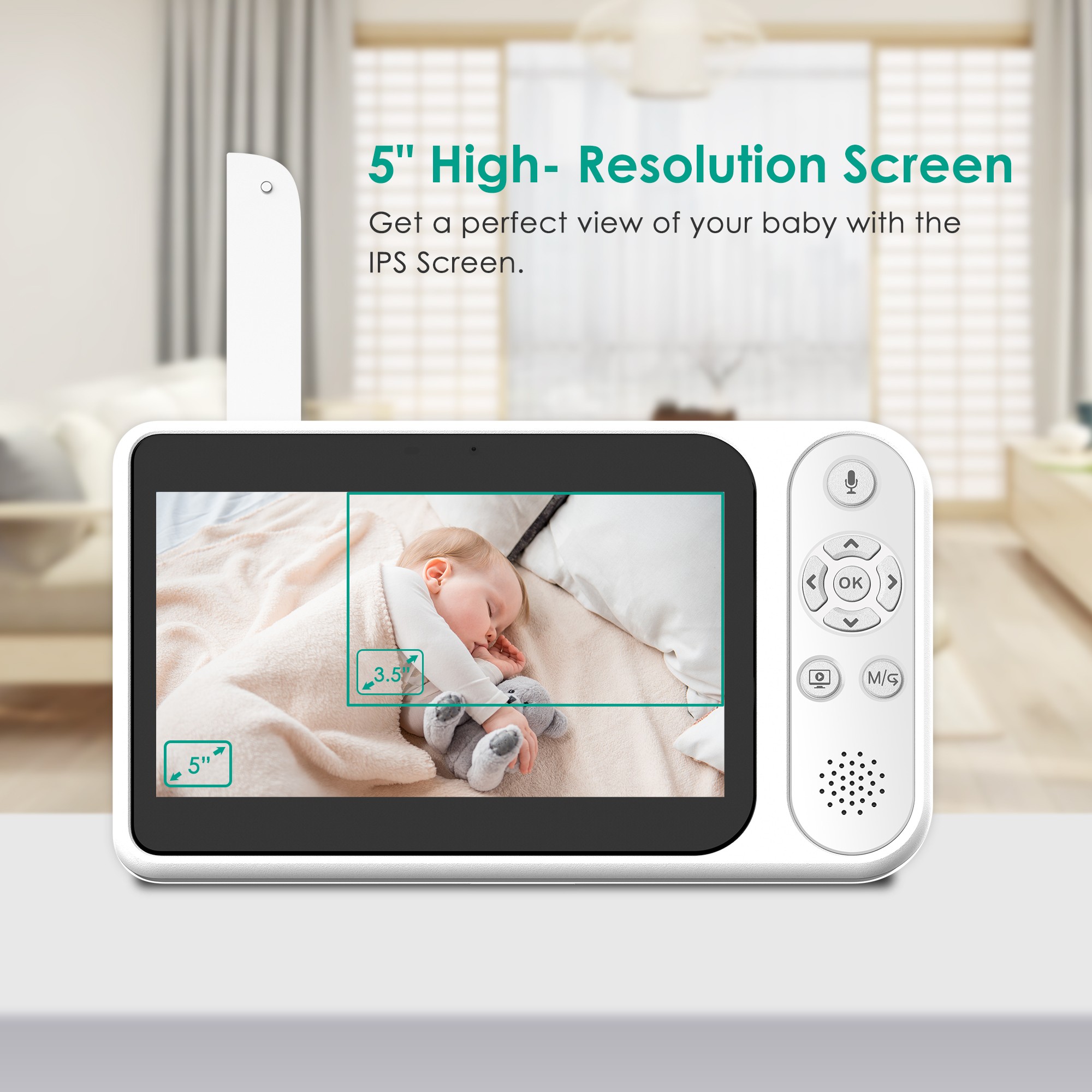 No Wifi Baby Monitor 5'' Video Baby Monitor with Camera Audio, 2 Way Talk, Night Vision, 6X Zoom Vizolink - image 4 of 18