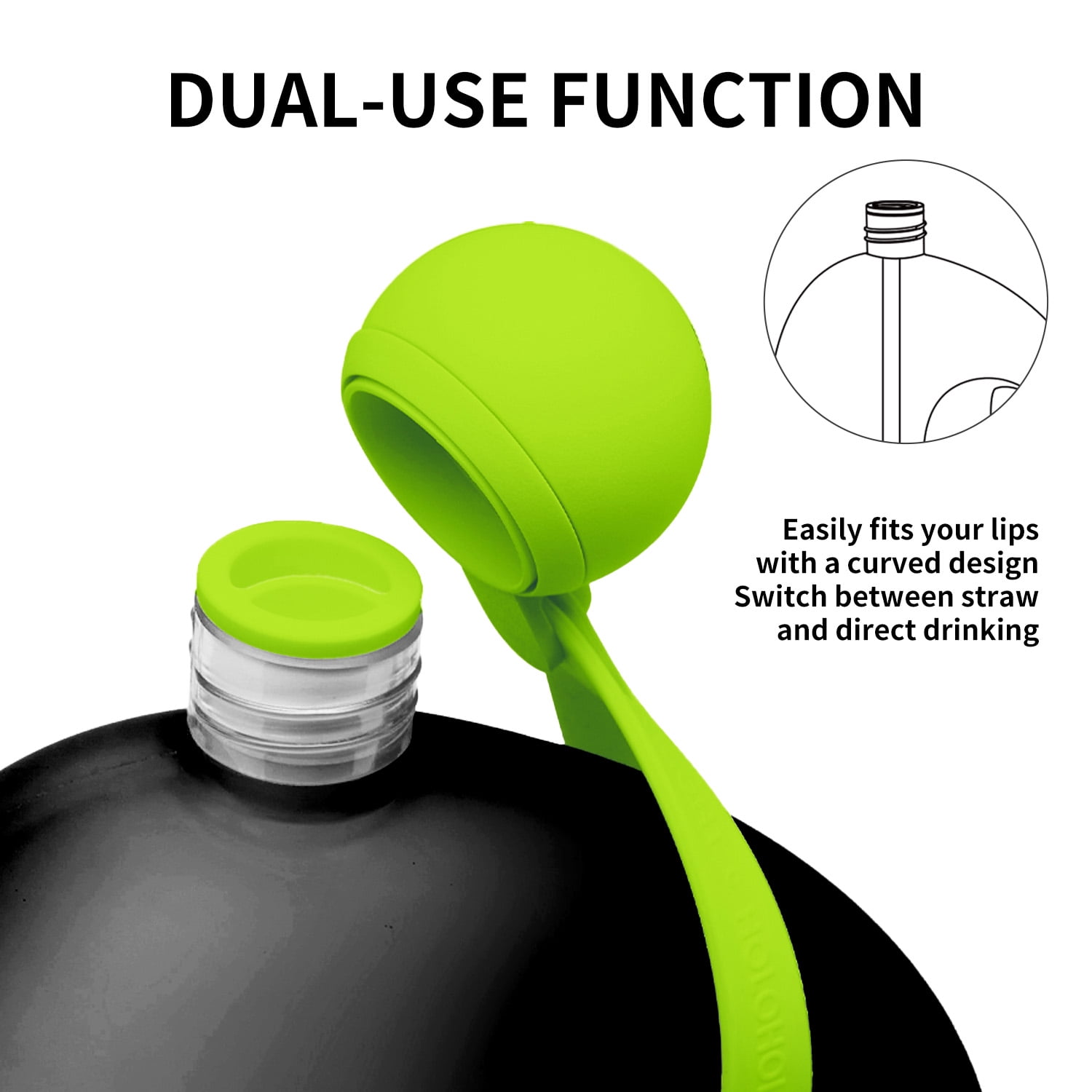 HOLOHOLO 41oz Air Up Water Bottle with Straw Leak-Proof Sports Water Jug for School & Travel Obsidian Black