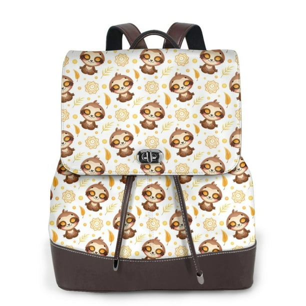 Disketp Sloth Yoga Mochila de Cuero para Mujer, Bolso de Espalda Antirrobo con Estilo para Viaje, Trabajo y Uso Diario