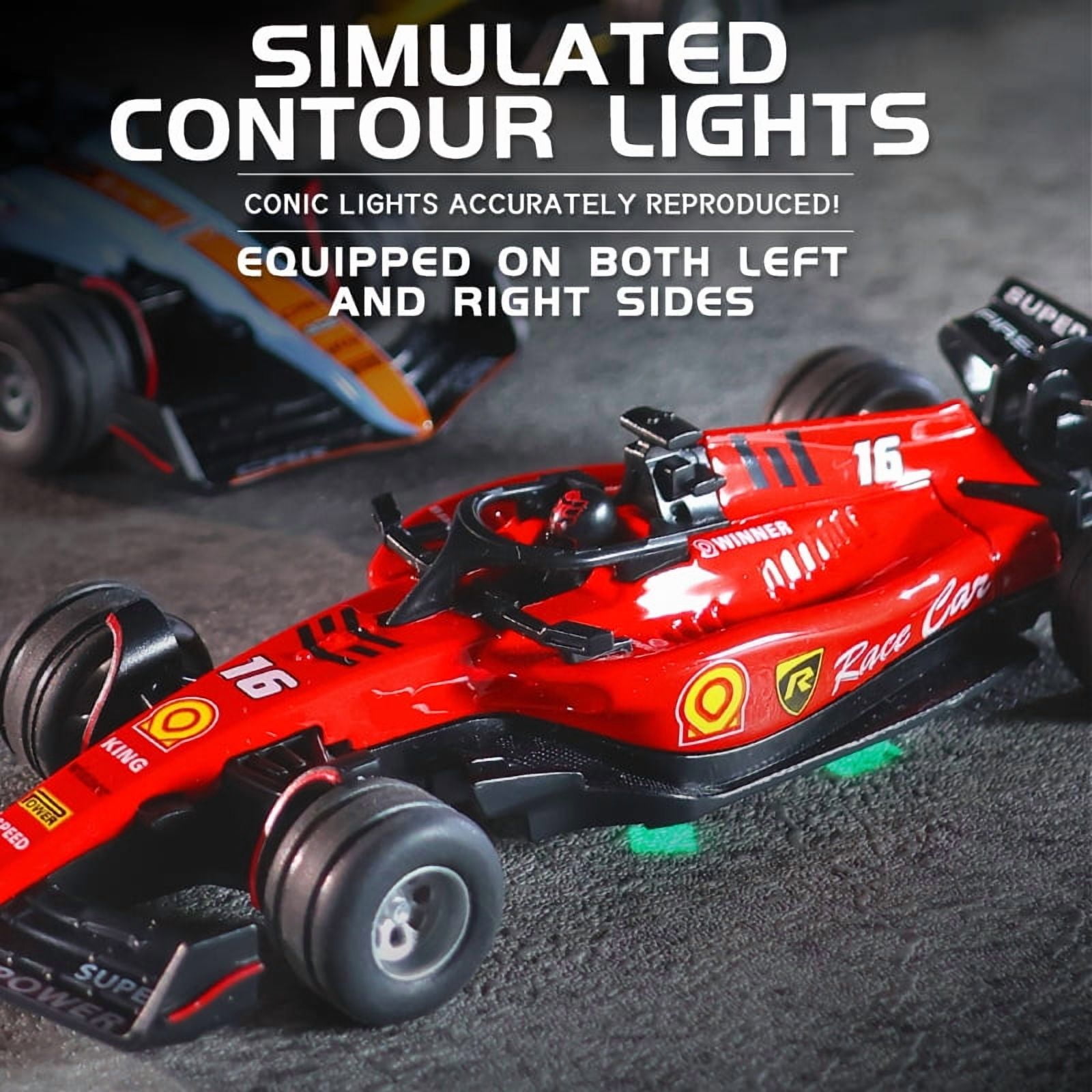 1:64 RC Formula Racing Car Mini 2.4G Alloy Remote Control Car with Light Adjustable Speed Cars Toys for Children's Gifts-White
