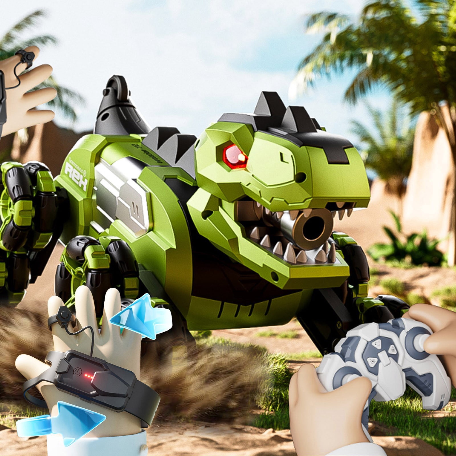 Dinosaur Remote Control Car Eight Wheel Sound Controlled Toy With Realistic Spray Function High Capacity Battery Motion Sensor Control For Indoor And Outdoor Adult Remote Control Car Backhoe Remote