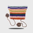 thumbnail image 2 of YooGuoGuo Women Winter Colorful Knit Handmade Crochet Hat Foldable Multicolored Striped Ear Protection Cap Braided Fringe, 2 of 6