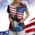 thumbnail image 2 of GEWSEY Women's 4th of July Nurse Scrub Top Patriotic Floral Print Nurse Shirt Plus Size V Neck Short Sleeve Nurse Uniform (Blue, 3XL), 2 of 8