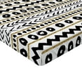 thumbnail image 2 of Ambesonne Boho Fitted Sheet, Abstract Prehistoric, Full Size, Black Yellow, 2 of 3