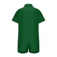 thumbnail image 5 of ShomPort Jumpsuits for Women Cotton Linen Button down Collared Loose Overalls Short Sleeve Wide Leg One Piece Rompers (Large, Green), 5 of 6