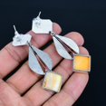 thumbnail image 4 of Orange Mother Of Pearl Gemstone 925 Sterling Silver Jewelry Earring 2.8" VJ 5071, 4 of 4