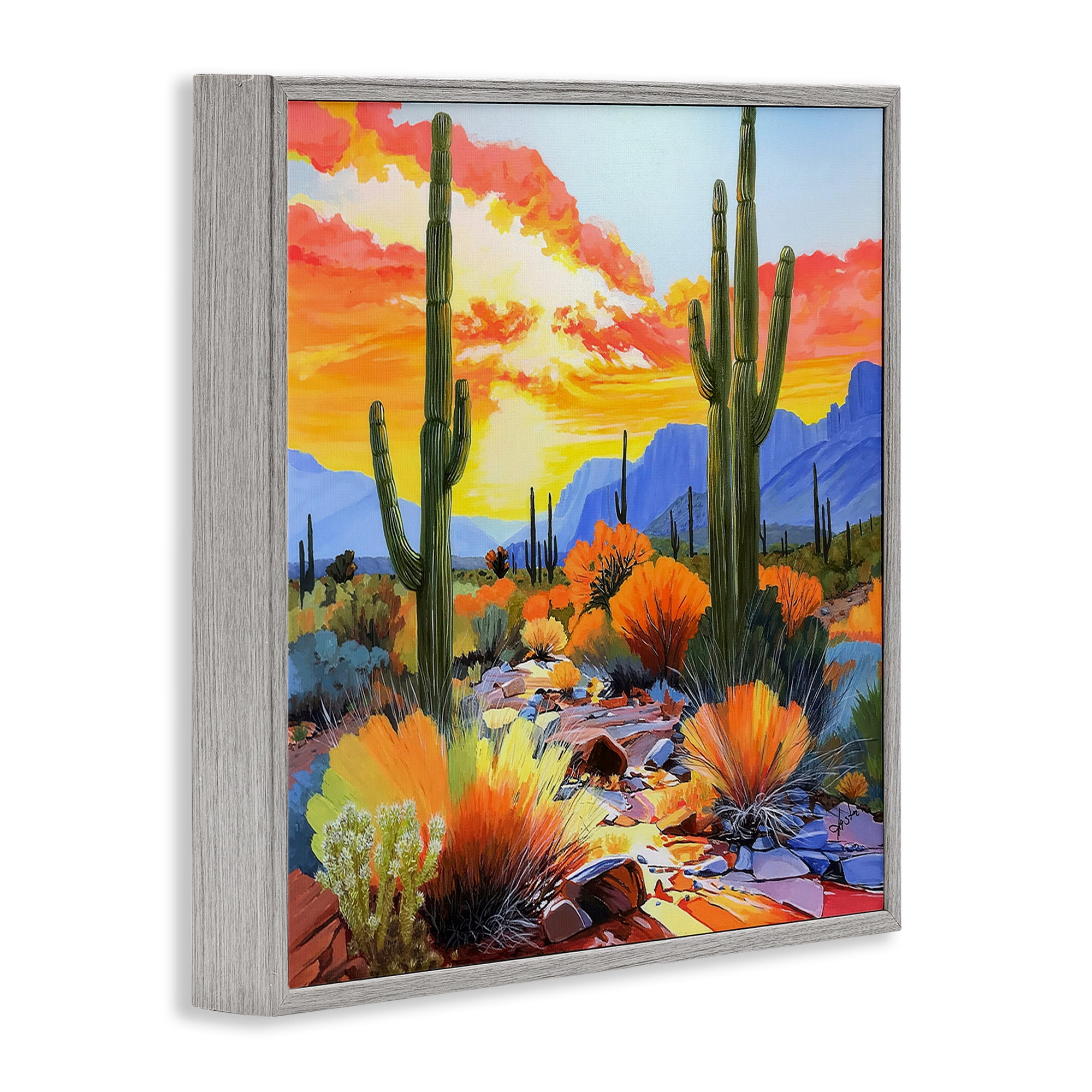 Stupell Industries Desert Splendor Cacti Gray Framed Giclee Art, design by John Jaster