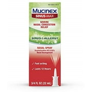 Mucinex Sinus & Allergy Fast Acting Nasal Congestion Relief Spray, Fast Acting 12 Hour Severe Nasal Congestion (Pack of 6)