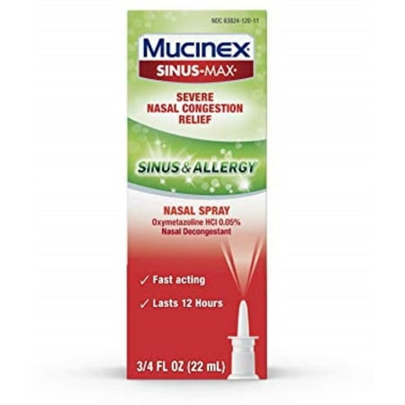 2 Pack - Mucinex Sinus & Allergy Fast Acting Nasal Congestion Relief Spray, Fast Acting 12 Hour Severe Nasal (Best Way To Clear Nasal Congestion Fast)