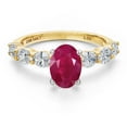 thumbnail image 3 of Gem Stone King 14K Two Tone Gold Red Ruby and Lab Grown Diamond Engagement Ring for Women | 2.50 Cttw | Oval 8X6MM | Gemstone July Birthstone | Size 7, 3 of 6