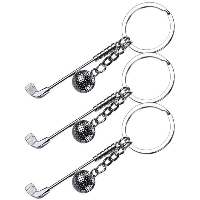 unbranded 3Ud Llaveros Deportivos De Metal Con Bola De Golf Plateada Para Colgar Llaves Y