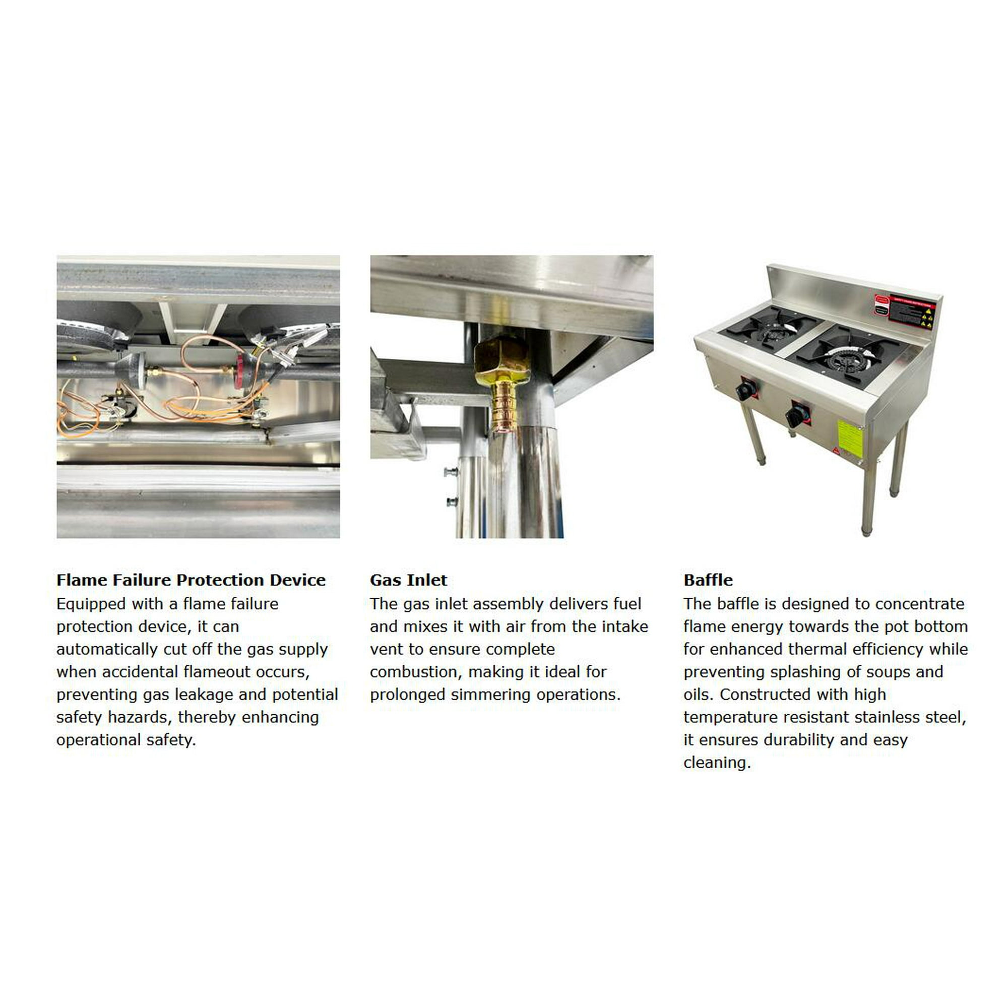 Commercial Double Burner Energy Saving Gas Stove Floor Model Stove Liquefied Gas