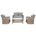 thumbnail image 3 of TANSTC Outdoor 6 Piece Patio Furniture Set, All Weather Wicker Sectional Sofa with one Love seat, Two Sofa Chairs， Coffee Table and Ottomans, Light Gray, 3 of 8
