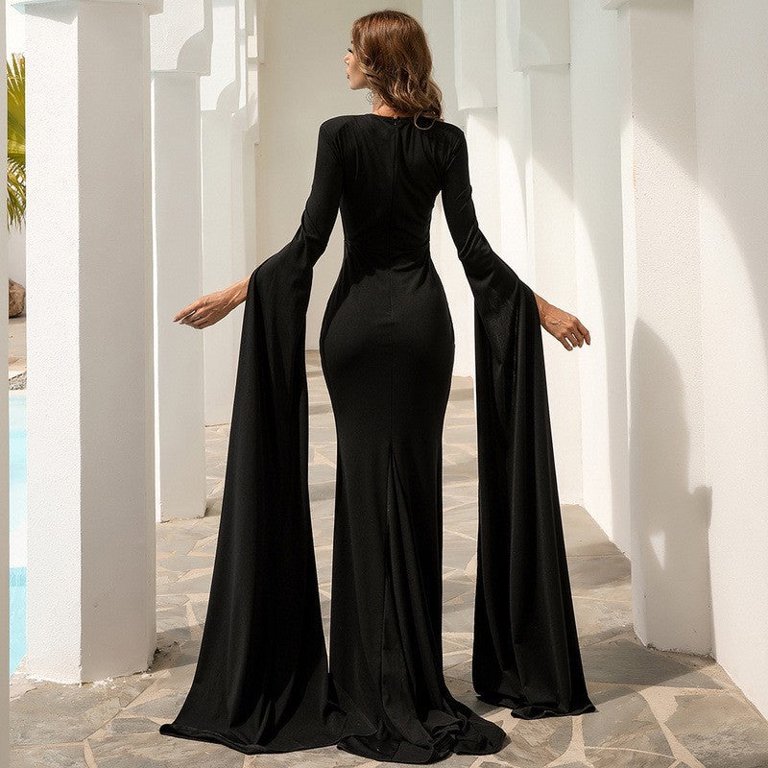 Missord Split Sleeve Mesh Insert Maxi Prom Dress - Walmart.com