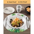 thumbnail image 3 of 13 Inch Round Placemats Set of 4, St. Patrick's Day Non Slip Heat Insulation PP Table Mats, Spring Shamrock Hat Daisy Ladybirds Wood Gray Washable Place Mats for Kitchen Dining Party Table Decor, 3 of 7