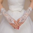 thumbnail image 1 of Jinsinto Bride Wedding Gloves, Vintage Style Long Fingerless Lace Rhinestone for Evening Prom Opera Party Wedding, 1 of 5