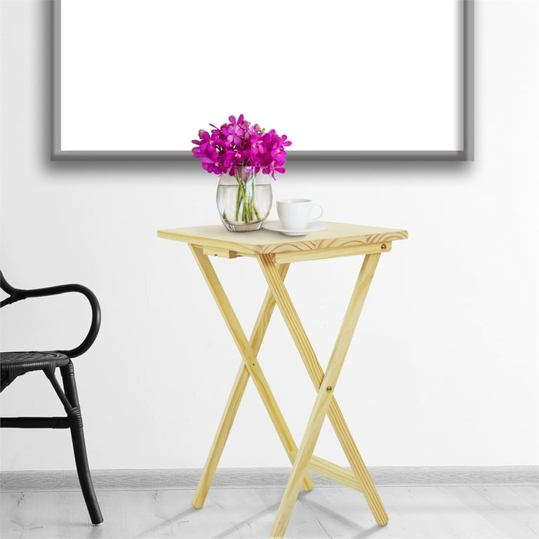 Walmart 5 Piece Wood TV Tray Table Set in Natural (4 Trays Walmart 5 Piece Wood TV Tray Table Set in Natural (4 Trays