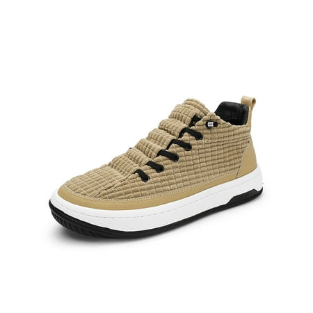 

SIMANLAN Mens Casual Shoes Elastic Band Sneakers Non-slip Flats Driving Lightweight Warm Sneaker Sport Comfort Walking Shoe Khaki 7.5