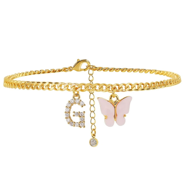 Jewelry Butterfly Initial Anklet Foot Female Anklet Letters for Women Anklet