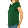 thumbnail image 5 of Women's Solid Overlapping Short Sleeve Top with Front Keyhole and Ruffle Accent, 5 of 5