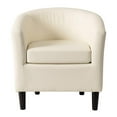 thumbnail image 3 of Pemberly Row Warm White Faux Leather Barrel Accent Chair with Wood Legs, 3 of 8