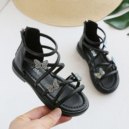 

Dyfzdhu Girls Sandals Kids Girls Butterfly Princess Beach Shoes Soft-Soled Non-Slip Sandals