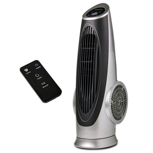 OVENTE Ventilador de torre oscilante con control remoto, panel LCD de 3 velocidades y temporizador de 8 horas, ventilador de piso interior silencioso y sin aspas de 30,5 pulgadas, sopla aire frío para