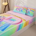 thumbnail image 3 of Homewish Cute Rainbow Unicorn Zipper Twin Comforter Sets with Fitted Sheet and 2 Pillowcases,Watercolor Alphabet R Girls Personalized Gifts Zipper Bedding Set For Kids,Pink Reversible,4 Pieces, 3 of 7
