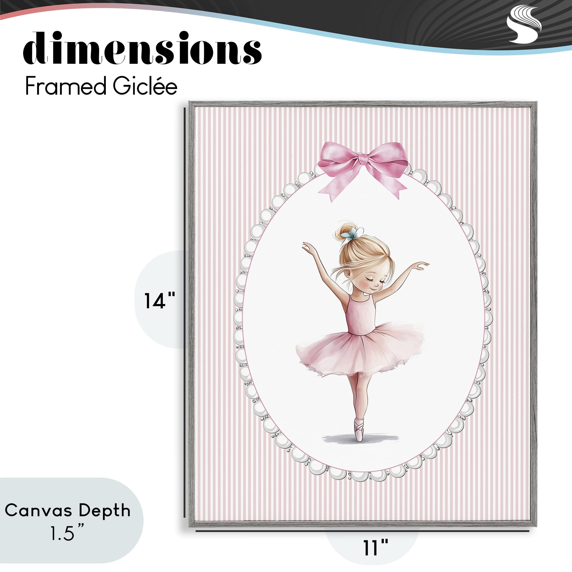 Stupell Industries Dance Pink Ballerina Gray Framed Giclee Art, design by Christine Simpson Art