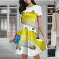 thumbnail image 2 of Colorful Striped Fish Art Women's Classic Swing Skater Dress Casual Work Party Cocktail Dresses, 2 of 6