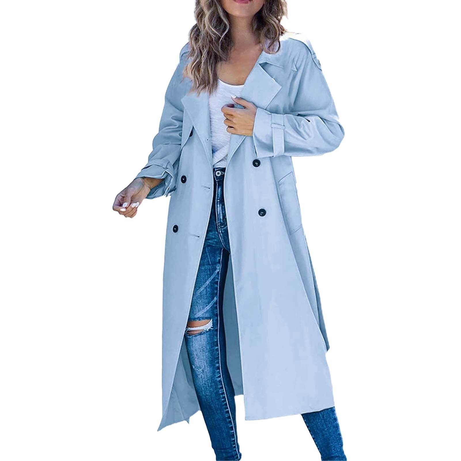 Baberdicy Trench-Coat pour Femmes Long Double Boutonnage Mode