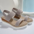 thumbnail image 3 of Domuza Women’s Platform Espadrille Wedge Sandals Comfortable Open Toe Elastic Ankle Strap Slip on Comfy Low Wedge Sandals For Ladies Dressy Summer Shoes Gray 6.5（EU-37）, 3 of 4